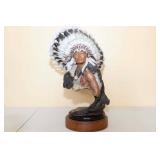 Juan Dell Painted Bronze Native American Bust Juan Dell Painted Bronze Native American Bust