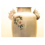 Rare Vintage Japanese Potter Hand Painted Moriage Floral Dragon Handled Lamp Rare Vintage Japanese Potter Hand Painted Moriage Floral Dragon Handled Lamp
