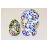 Vintage Murano Millefiori Paperweight and Egg Vintage Murano Millefiori Paperweight and Egg