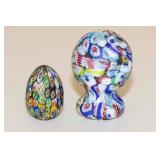Vintage Murano Millefiori Paperweight and Egg Vintage Murano Millefiori Paperweight and Egg