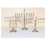 Set of 3 Vintage RC Silver Steel Metal Menorahs / Hannukiahs Set of 3 Vintage RC Silver Steel Metal Menorahs / Hannukiahs