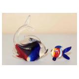 Two Murano Glass Fish Figurines Two Murano Glass Fish Figurines