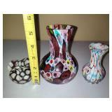 Set of 3 Murano Millefiori Vases Set of 3 Murano Millefiori Vases