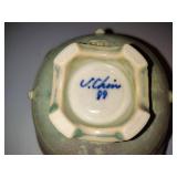 V. Chin Signed Celadon Porcelain Studio Pottery Frog Bowl V. Chin Signed Celadon Porcelain Studio Pottery Frog Bowl