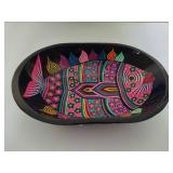 Handpainted Wood Bowl Signed Pedro Marcos Handpainted Wood Bowl Signed Pedro Marcos