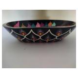 Handpainted Wood Bowl Signed Pedro Marcos Handpainted Wood Bowl Signed Pedro Marcos