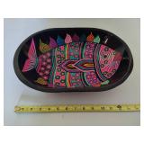Handpainted Wood Bowl Signed Pedro Marcos Handpainted Wood Bowl Signed Pedro Marcos