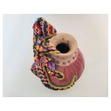 Unique Signed Huichol Collection Pot with Beaded Lizard Unique Signed Huichol Collection Pot with Beaded Lizard
