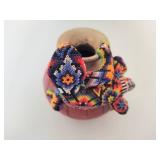 Unique Signed Huichol Collection Pot with Beaded Lizard Unique Signed Huichol Collection Pot with Beaded Lizard
