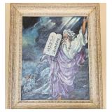 Moses with 10 Commandment Oil Painting by Minerva Lyons Eisenberg Moses with 10 Commandment Oil Painting by Minerva Lyons Eisenberg