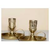 Heavy Brass Menorah and Candle Holders Heavy Brass Menorah and Candle Holders