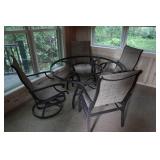 Glass Top Table Patio Set - Table and 4 Sling Chairs Glass Top Table Patio Set - Table and 4 Sling Chairs