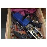 Work Bench with Assorted Hardware - Staplers, Clamps Work Bench with Assorted Hardware - Staplers, Clamps