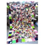 Exquisite Reversable Crazy Quilt Hand Stitched Crazy on one side Butterflies on the other 70" X 101" Exquisite Reversable Crazy Quilt Hand Stitched Crazy on one side Butterflies on the other 70" X 101"