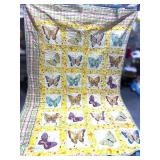 Exquisite Reversable Crazy Quilt Hand Stitched Crazy on one side Butterflies on the other 70" X 101" Exquisite Reversable Crazy Quilt Hand Stitched Crazy on one side Butterflies on the other 70" X 101"