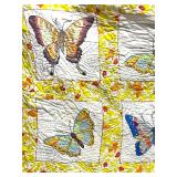 Exquisite Reversable Crazy Quilt Hand Stitched Crazy on one side Butterflies on the other 70" X 101" Exquisite Reversable Crazy Quilt Hand Stitched Crazy on one side Butterflies on the other 70" X 101"