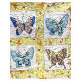 Exquisite Reversable Crazy Quilt Hand Stitched Crazy on one side Butterflies on the other 70" X 101" Exquisite Reversable Crazy Quilt Hand Stitched Crazy on one side Butterflies on the other 70" X 101"