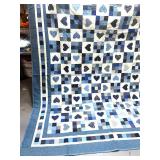 Wonderful Heart and Nine Patch Hand Stitched Quilt 82" X 94" Wonderful Heart and Nine Patch Hand Stitched Quilt 82" X 94"