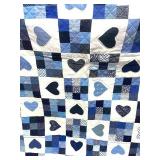 Wonderful Heart and Nine Patch Hand Stitched Quilt 82" X 94" Wonderful Heart and Nine Patch Hand Stitched Quilt 82" X 94"