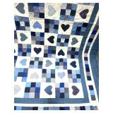 Wonderful Heart and Nine Patch Hand Stitched Quilt 82" X 94" Wonderful Heart and Nine Patch Hand Stitched Quilt 82" X 94"