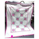 Two Twin Rose of Sharon Quilts Hand Stitched Reversable 72" X 96" Each Two Twin Rose of Sharon Quilts Hand Stitched Reversable 72" X 96" Each