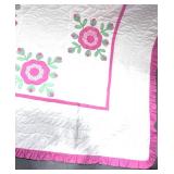 Two Twin Rose of Sharon Quilts Hand Stitched Reversable 72" X 96" Each Two Twin Rose of Sharon Quilts Hand Stitched Reversable 72" X 96" Each