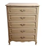 Vintage 5-Drawer Pionite Laminate French Provincial Dresser Vintage 5-Drawer Pionite Laminate French Provincial Dresser