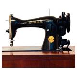 Vintage Singer Sewing Machine with Wooden Table and Stool Vintage Singer Sewing Machine with Wooden Table and Stool