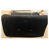 Wood Frame Futon Couch with Black Cover and Pillows Wood Frame Futon Couch with Black Cover and Pillows