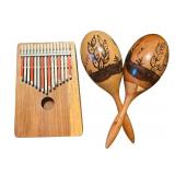 Vintage Mexican Maracas and Hugh Tracey Kalimba Set Vintage Mexican Maracas and Hugh Tracey Kalimba Set