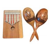 Vintage Mexican Maracas and Hugh Tracey Kalimba Set Vintage Mexican Maracas and Hugh Tracey Kalimba Set