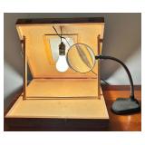 Vintage Editing Table with Light, Magnifier, and Carrying Case Vintage Editing Table with Light, Magnifier, and Carrying Case