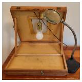 Vintage Editing Table with Light, Magnifier, and Carrying Case Vintage Editing Table with Light, Magnifier, and Carrying Case