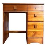 Vintage Wooden Desk with 3 Drawers and Filing Drawer Vintage Wooden Desk with 3 Drawers and Filing Drawer