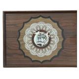 Vintage Framed Tray with Wedding Bells Design Under Glass, 14 Inch Vintage Framed Tray with Wedding Bells Design Under Glass, 14 Inch