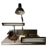 Tested Vintage Garage or Desk Lamp Set, 3 Pieces, Largest 39 Inches High Tested Vintage Garage or Desk Lamp Set, 3 Pieces, Largest 39 Inches High