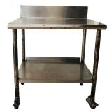 Vintage Stainless Steel Portable Table with Two Shelves Vintage Stainless Steel Portable Table with Two Shelves