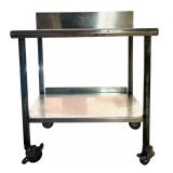 Vintage Stainless Steel Portable Table with Two Shelves Vintage Stainless Steel Portable Table with Two Shelves