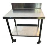 Vintage Stainless Steel Portable Table with Two Shelves Vintage Stainless Steel Portable Table with Two Shelves