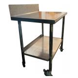 Vintage Stainless Steel Portable Table with Two Shelves Vintage Stainless Steel Portable Table with Two Shelves