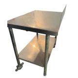 Vintage Stainless Steel Portable Table with Two Shelves Vintage Stainless Steel Portable Table with Two Shelves