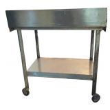 Vintage Stainless Steel Portable Table with Two Shelves Vintage Stainless Steel Portable Table with Two Shelves