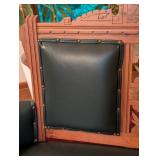 Beautiful Antique Eastlake Carved Walnut and Green Leather Settee Beautiful Antique Eastlake Carved Walnut and Green Leather Settee