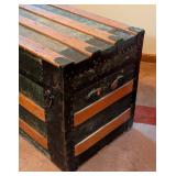Vintage Painted Wood Steamer Trunk Vintage Painted Wood Steamer Trunk