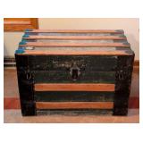 Vintage Painted Wood Steamer Trunk Vintage Painted Wood Steamer Trunk