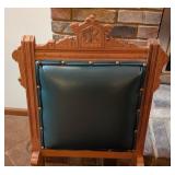Gorgeous Antique Eastlake Carved Walnut and Green Leather Chair Set Gorgeous Antique Eastlake Carved Walnut and Green Leather Chair Set