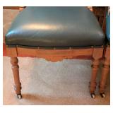Gorgeous Antique Eastlake Carved Walnut and Green Leather Chair Set Gorgeous Antique Eastlake Carved Walnut and Green Leather Chair Set