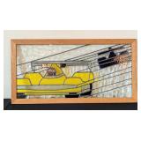Vintage Stained Glass Race Car Panel Vintage Stained Glass Race Car Panel