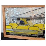 Vintage Stained Glass Race Car Panel Vintage Stained Glass Race Car Panel