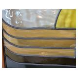 Vintage Yellow and Red Stained Glass Race Car Panel Vintage Yellow and Red Stained Glass Race Car Panel
